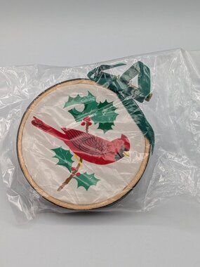 Hallmark Keepsake Gratitude Satin and Wood Red Cardinal Vintage Ornament, 1986